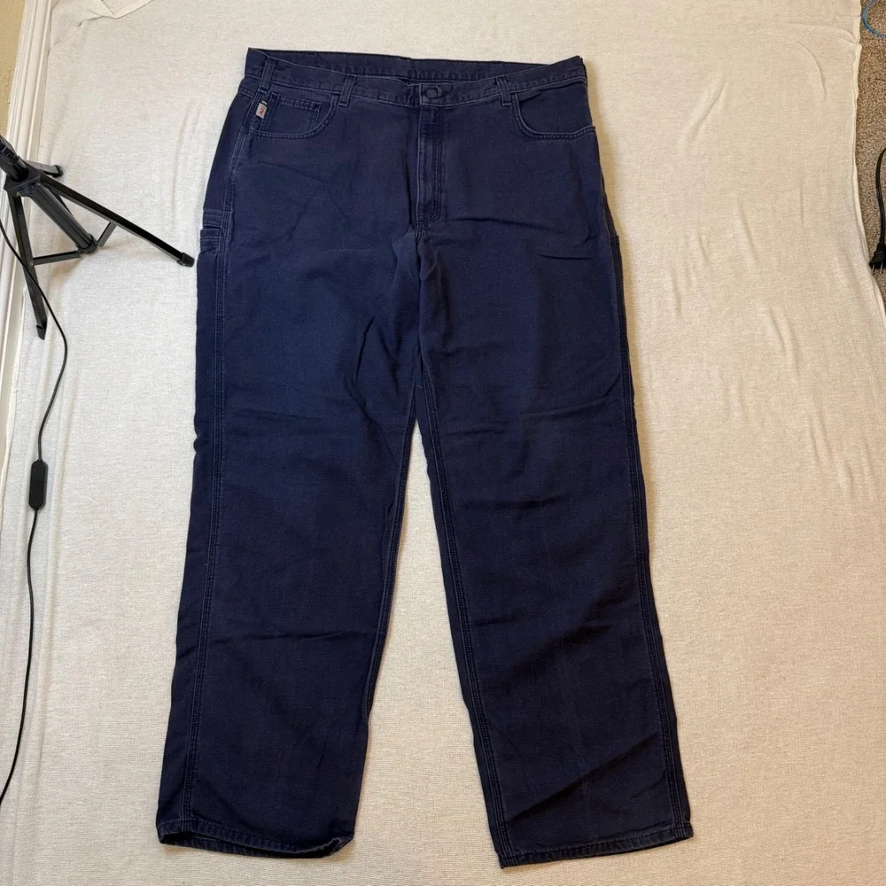 Carhartt Work Pants Men 42x34 Navy FR Flame Resistant Canvas Lot of 2 FRB159-DNY